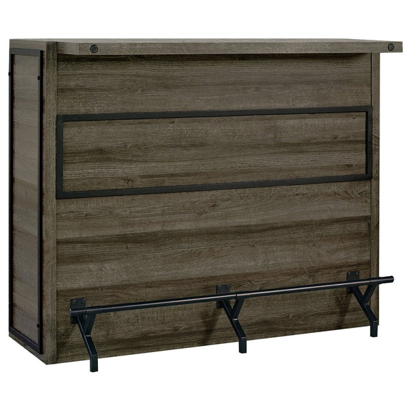 English Elm Garrison Vintage Oak Finish Bar Cabinet with Wine Rack Stemware Storage Shelves B062P331048