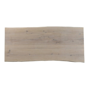 English Elm Bird Live Edge Oak Slab Dining Table with Sculptural Iron Base Seats Six B2769S00009