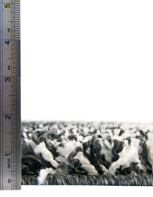 Unique Loom Hygge Shag Gradient Machine Made Gradient Rug Black and White,  7' 10" x 7' 10"