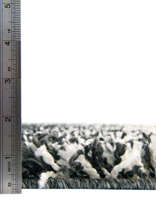 Unique Loom Hygge Shag Gradient Machine Made Gradient Rug Black and White,  7' 10" x 7' 10"