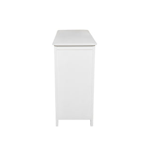 English Elm Cabinet with Three Doors Acacia Wood White Finish Gold Hardware Entryway Dining Storage N780P295774K