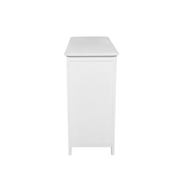English Elm Cabinet with Three Doors Acacia Wood White Finish Gold Hardware Entryway Dining Storage N780P295774K