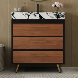 English Elm Modern Freestanding Vanity with Sintered Stone Top Ceramic Sink and Gold Steel Legs W3136S00054