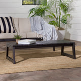 English Elm Walker Edison - Modern Solid Wood Slat-Top Outdoor Coffee Table – Black Wash