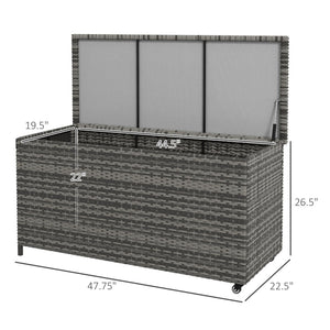 English Elm Outsunny 83 Gallon Outdoor Storage Chest On Wheels - Stylish Pe Wicker Deck Box For Garden & Pool Use W2225P217544-GIGA
