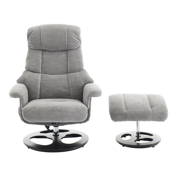 English Elm 010-Ergonomic Recliner Chair with Ottoman — 360° Swivel Lounge, Chenille Comfort, Heated Seat, Massage, Adjustable Backrest Grey W2636P262448