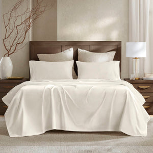 English Elm 4 Pieces Cal King Sateen Sheet Set In Luxurious Ivory - 100% Egyptian Cotton, Soft & Durable Bedding B035P381318