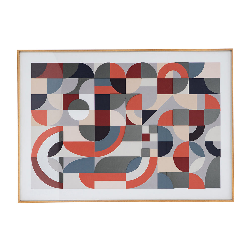 English Elm 23.8x33.6x1.6" Henderson Framed Mirror Art - Mid-Century Inspired Bold Colors & Geometric Design for Living Room W2078P313329