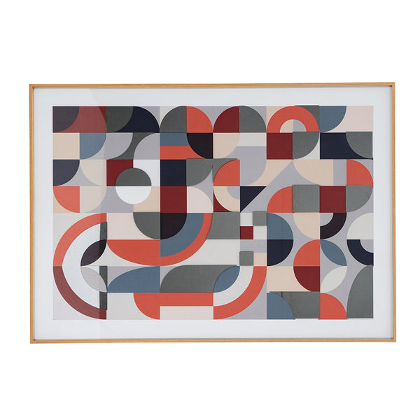 English Elm 23.8x33.6x1.6" Henderson Framed Mirror Art - Mid-Century Inspired Bold Colors & Geometric Design for Living Room W2078P313329