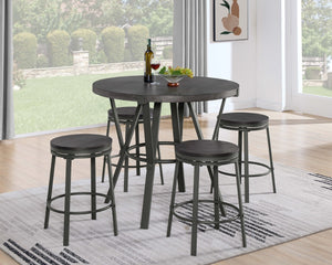 English Elm Wooden Round Counter Height Dining Set with Four Swivel Stools for Kitchen Nook B2748S00062