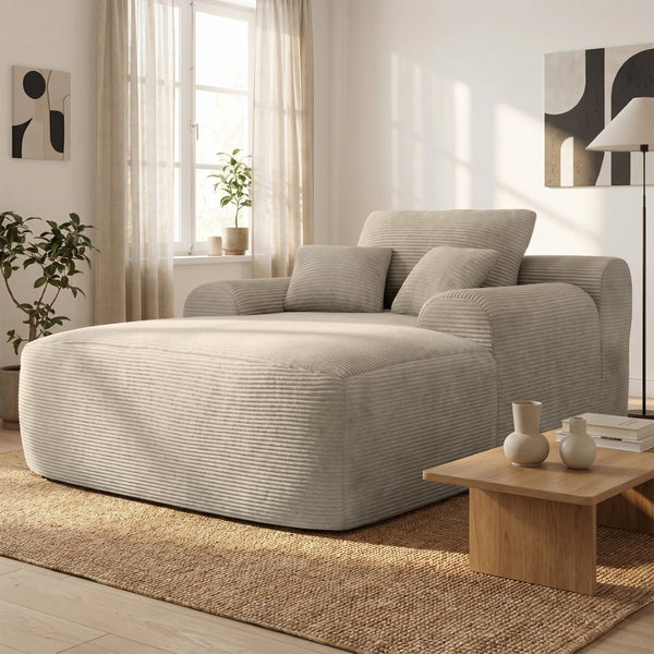 English Elm 47inch Corduroy Convertible Chaise Lounge Sleeper Chair with Pillows for Living Room W3975P455213