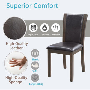 English Elm Dining Chairs Set of 4 Rubberwood Frame with Padded Faux Leather Ergonomic Seats Dark Walnut W1998P248105