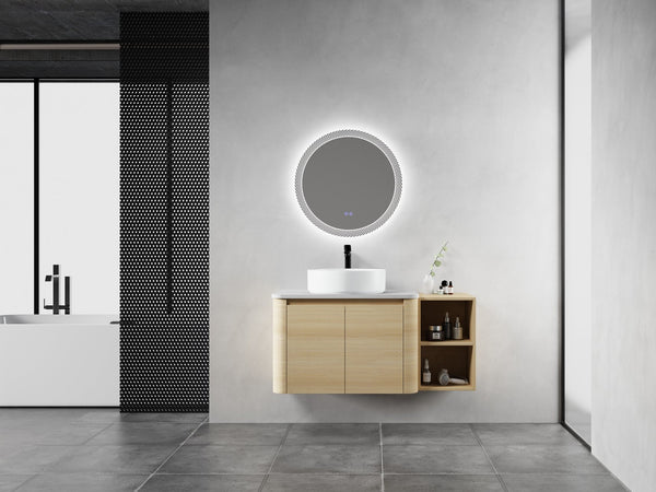 English Elm 42'' Modern Wall-Mounted Bathroom Vanity With Soft-Close Doors, Ceramic Sink & Ample Storage Solutions W999S00473