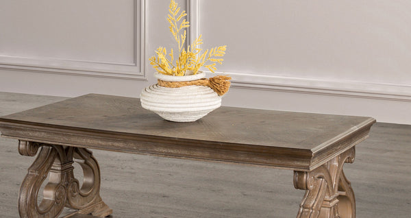 English Elm 1pc Coffee Table Modern Square Cocktail Table 42" with Lower Shelf, Casters for Easy Mobility and Style Oak 56 L x 31 W x 9 H B2741P361126