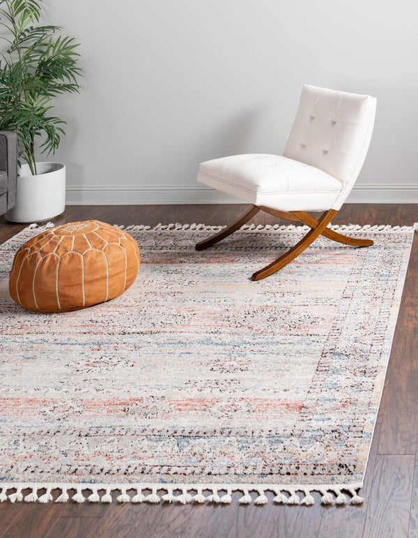 Unique Loom Aramis Tal Machine Made Tribal Rug Multi, Black/Blue/Orange/Rust Red/Ivory 7' 10" x 7' 10"