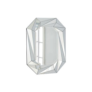 English Elm Diamond Frameless Beveled Wall Mirror Sculptural Silver Glass Accent for Any Room W3836P409964