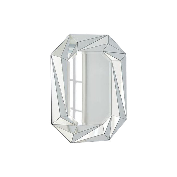 English Elm Diamond Frameless Beveled Wall Mirror Sculptural Silver Glass Accent for Any Room W3836P409964