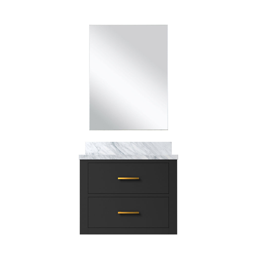 English Elm Black Single Bath Vanity 24" W x 18" D with Acrylic Top, Soft-Close Cabinet & 18" Frameless Mirror B2731S01421