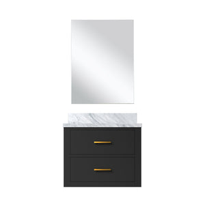 English Elm Black Single Bath Vanity 24" W x 18" D with Acrylic Top, Soft-Close Cabinet & 18" Frameless Mirror B2731S01421