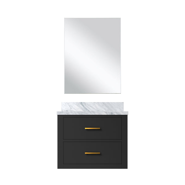 English Elm Black Single Bath Vanity 24" W x 18" D with Acrylic Top, Soft-Close Cabinet & 18" Frameless Mirror B2731S01421