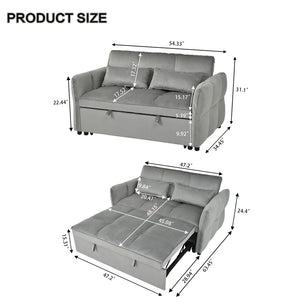 English Elm 3-in-1 Convertible Pull Out Sofa Bed Velvet Upholstered Recliner for Small Spaces Dark Gray W2941P370574