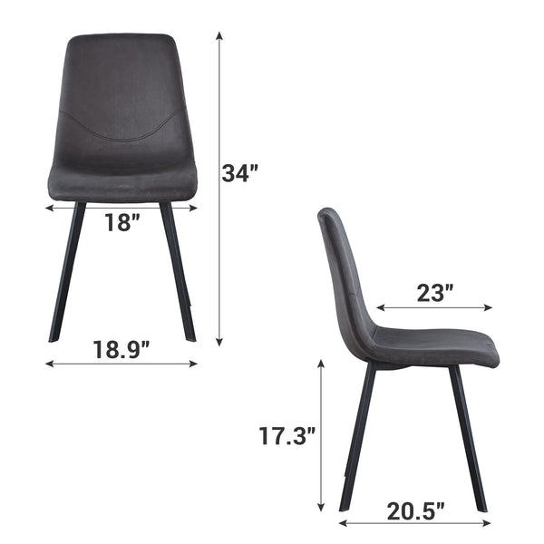 English Elm Dining Chairs Set of 2 Dark Gray Velvet Upholstered Mid-Century Metal Legs Ergonomic Supportive Seating for Kitchen & Dining Room, Easy Clean & Assembly B205P339998