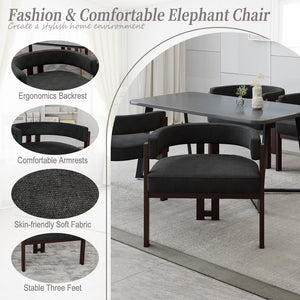 English Elm Modern Chenille Barrel Dining Chair with Padded Foam Seat, Sturdy Metal Legs, 300lb Capacity, Versatile Accent Black W395P233457