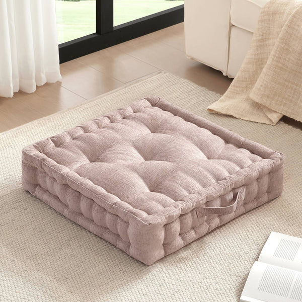 English Elm Poly Chenille Square Floor Pillow Cushion Plush 24x24 Inch Soft Polyester Seat Pad for Cozy Living Spaces Blush 3.22 L x 23.03 W x 12.8 H B035P280522