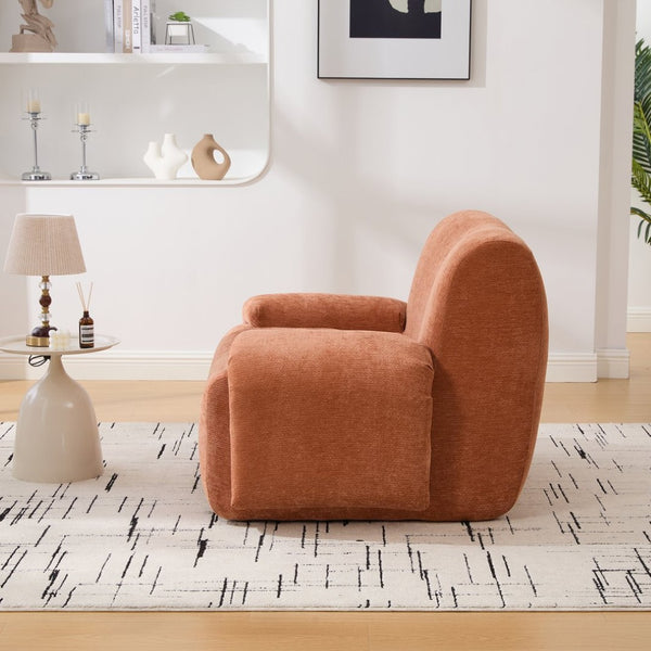 English Elm 42" Oversized Chenille Accent Chair Deep Foam Seat Lounge Armchair for Living Room Orange W3118P453260
