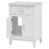 English Elm 24" Bathroom Vanity With Sink, Bathroom Vanity Cabinet With One Flip Drawer and Doors, Solid Wood and Mdf, White