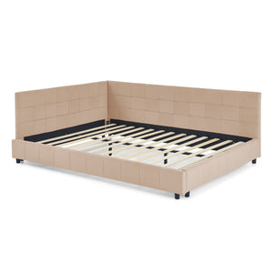 English Elm Queen Size Upholstered Tufted Sofa Bed Frame - Stylish Velvet Design With Armrests & Backrest Comfort W487S00287-GIGA