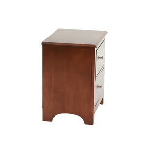English Elm Selma Modern 2-Drawer Nightstand in Cherry Finish with Angled Wooden Legs and Ample Storage Space SR014277