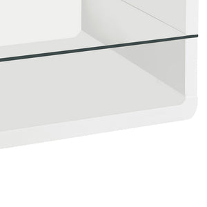 English Elm Emerson White High Gloss One-Shelf Rectangular End Table with Glass Shelf Modern Minimalist Chic B062P331042