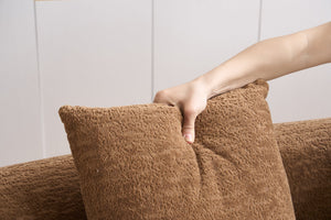 English Elm Compression Compression Sponge Sofa Curved Modular Sectional with 30D High-Density Chenille Sleeper for Cozy Apartment Living Room Comfort and Safe Rounded Design Caramel W2231S00040