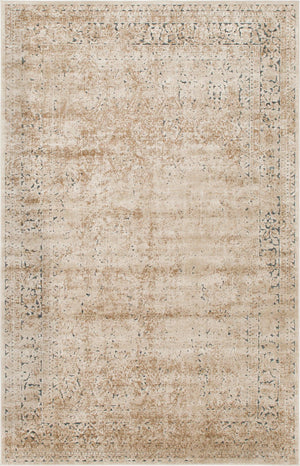 Unique Loom Chateau Jefferson Machine Made Border Rug Beige, Beige/Ivory/Light Brown/Blue 6' 1" x 9' 0"