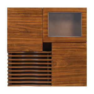 English Elm VIBE Mid Century Square Coffee Table with Tempered Glass Display, 3 Drawers, Solid Wood Craftsmanship Brown N724P270432D