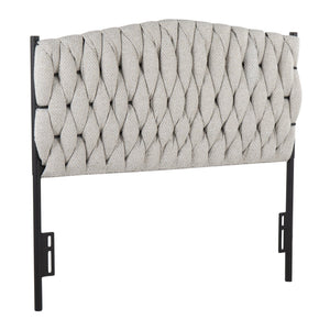 English Elm Braided Plush Matisse Twin Headboard by LumiSource with Braided Upholstery and Black Metal Frame Cream B202P223761