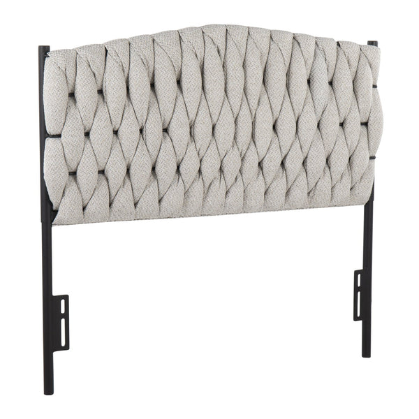 English Elm Braided Plush Matisse Twin Headboard by LumiSource with Braided Upholstery and Black Metal Frame Cream B202P223761