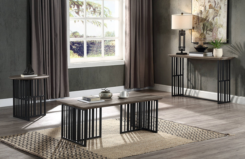 English Elm Antique Oval End Table With Black Metal Base - Vintage Charm Meets Modern Stability For Any Space B062P209140