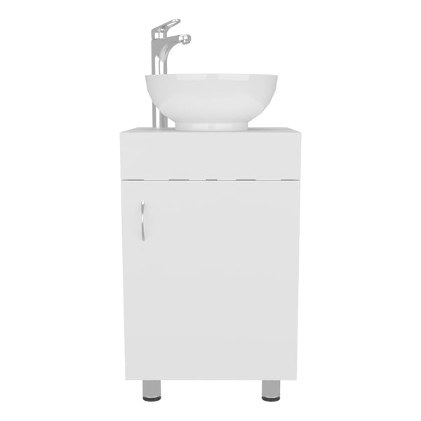 English Elm Bathroom Sleek Single-Door Vanity with Integrated Sink — Modern Minimalist Engineered Wood Storage, Durable & Eco-Friendly White 28.35 L x 22.44 W x 11.42 H B097P296877