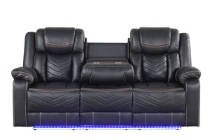 English Elm Challenger Modern Led Power Recliner Set - Sofa & Loveseat With Bluetooth Speakers, Storage & Comfort B009S01958