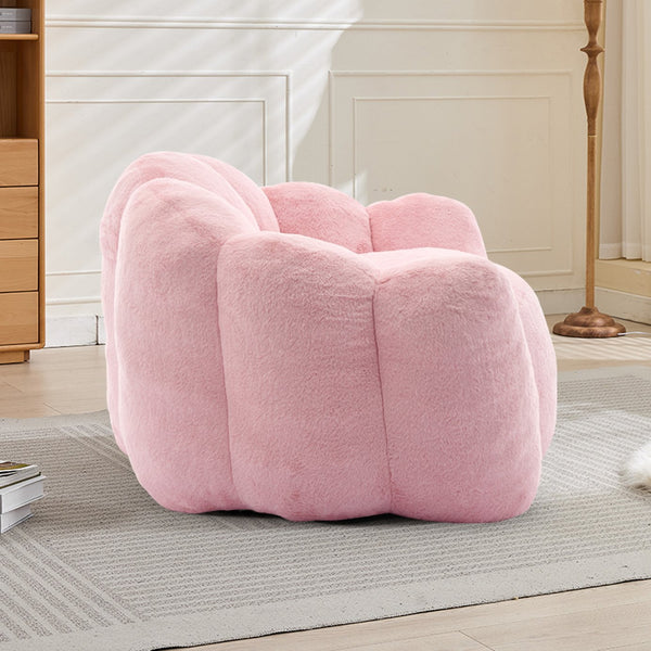 English Elm Lotus memory foam bean bag sofa with pull ring — anti-fouling faux fur, non-slip base, cozy support Pink W2311P357140