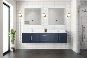 English Elm Navy Double Bath Vanity 80" W x 22" D with Carrara Marble Top, Soft-Close Storage & Chrome Faucet Set B2731P258728