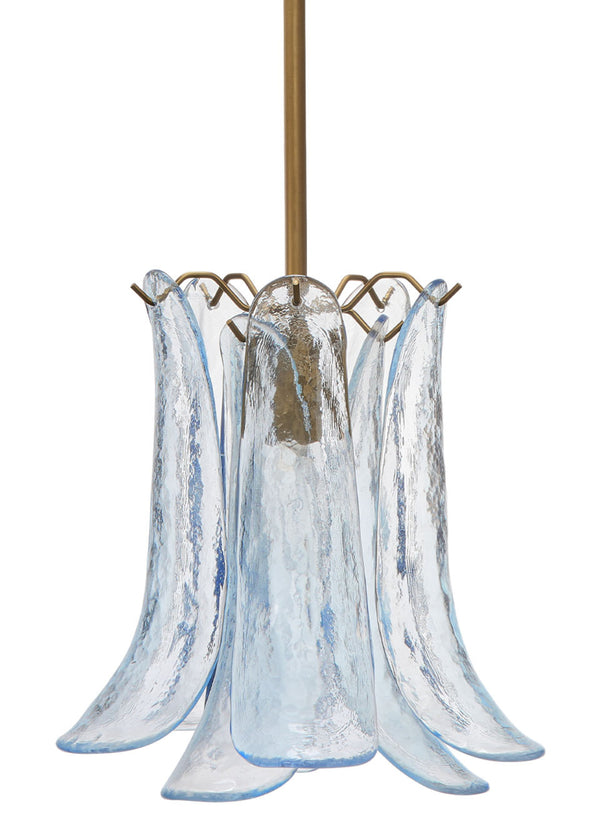 Jamie Young Co. Cala 1-light Blown Glass Pendant, Blue Blue Glass,Metal, Iron 5cala-pebl