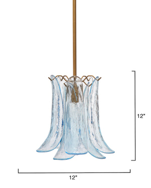 Jamie Young Co. Cala 1-light Blown Glass Pendant, Blue Blue Glass,Metal, Iron 5cala-pebl