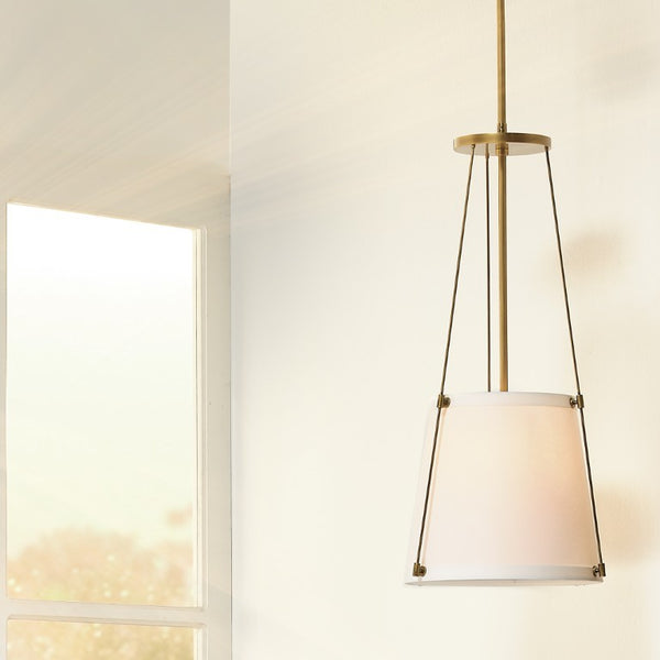 California Pendant Light with Linen Drum Shade for Kitchen Island or Dining Room Decor