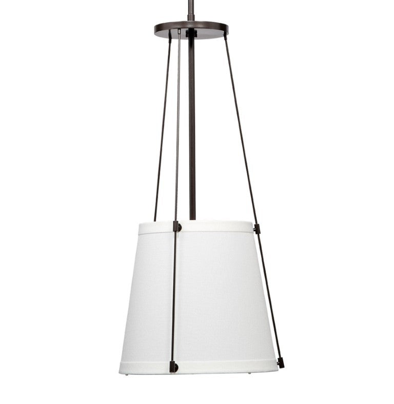 Jamie Young Co. California Pendant Light with Linen Drum Shade for Kitchen Island or Dining Room Decor Bronze and Off White Linen 5CALI-OBOW
