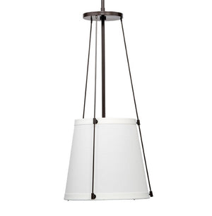 Jamie Young Co. California Pendant Light with Linen Drum Shade for Kitchen Island or Dining Room Decor Bronze and Off White Linen 5CALI-OBOW