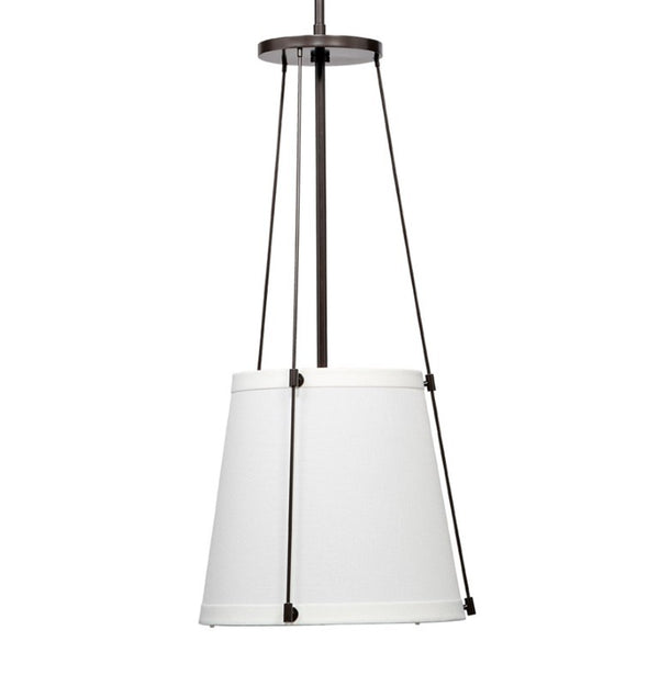 Jamie Young Co. California Pendant Light with Linen Drum Shade for Kitchen Island or Dining Room Decor Bronze and Off White Linen 5CALI-OBOW