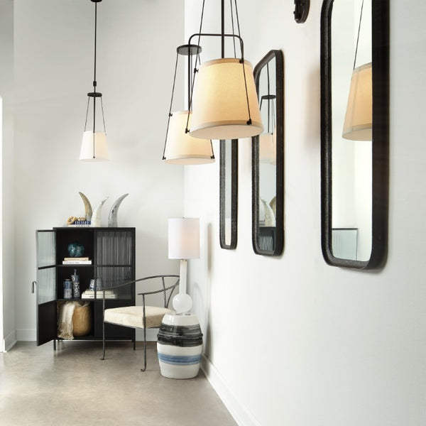 California Pendant Light with Linen Drum Shade for Kitchen Island or Dining Room Decor